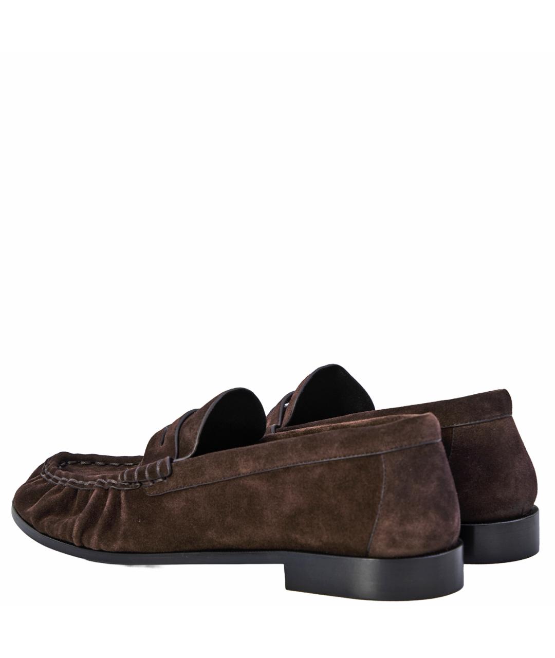 SAINT LAURENT Коричневые замшевые лоферы, фото 4