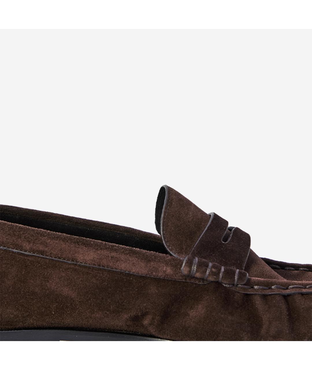 SAINT LAURENT Коричневые замшевые лоферы, фото 5