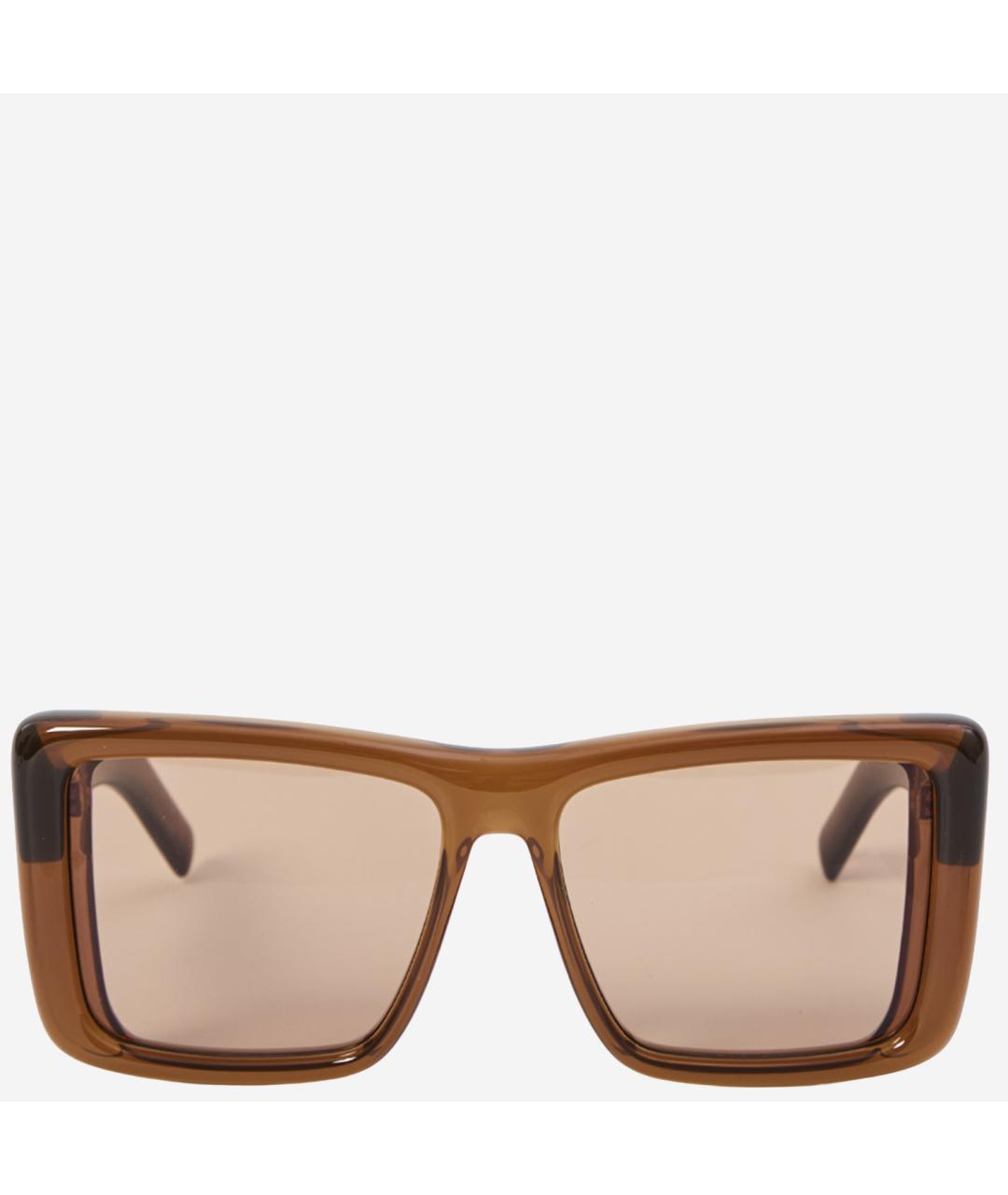 SAINT LAURENT Коричневые пластиковые солнцезащитные очки, фото 4