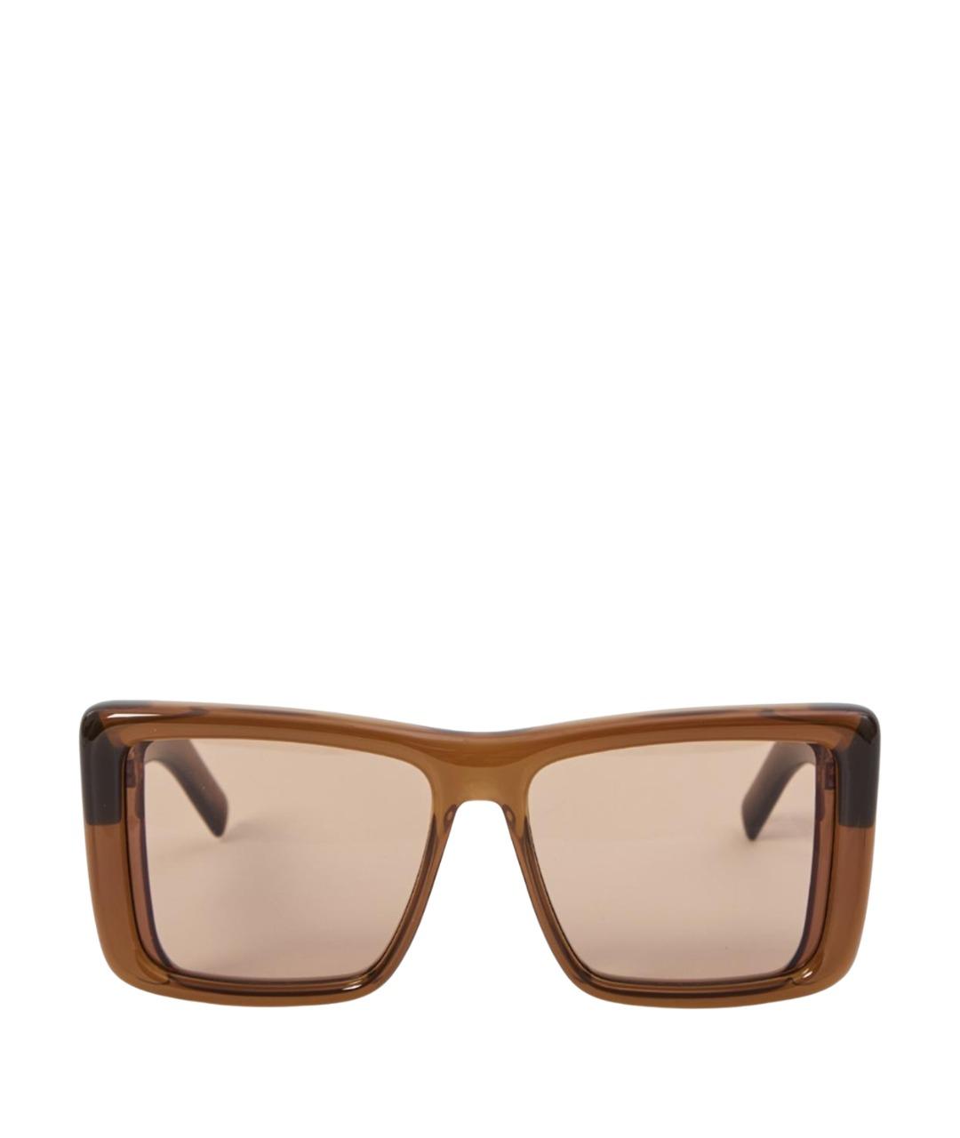 SAINT LAURENT Коричневые пластиковые солнцезащитные очки, фото 1
