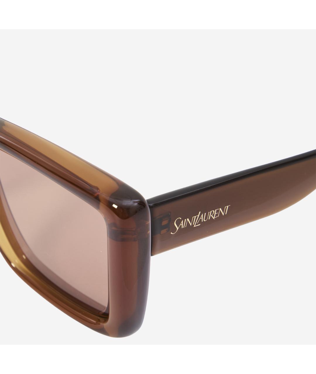 SAINT LAURENT Коричневые пластиковые солнцезащитные очки, фото 3