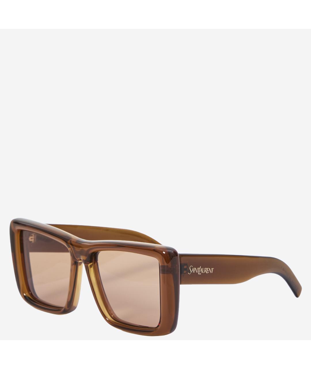 SAINT LAURENT Коричневые пластиковые солнцезащитные очки, фото 2