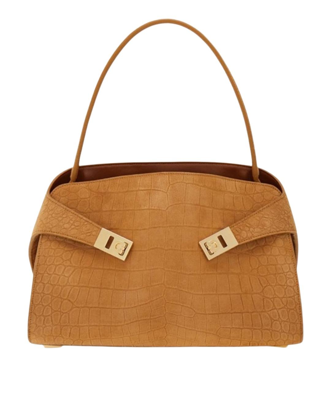 FERRAGAMO Коричневая замшевая сумка тоут, фото 1