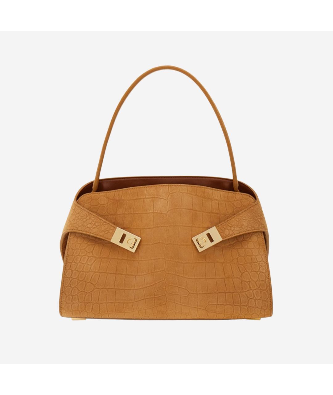 FERRAGAMO Коричневая замшевая сумка тоут, фото 5