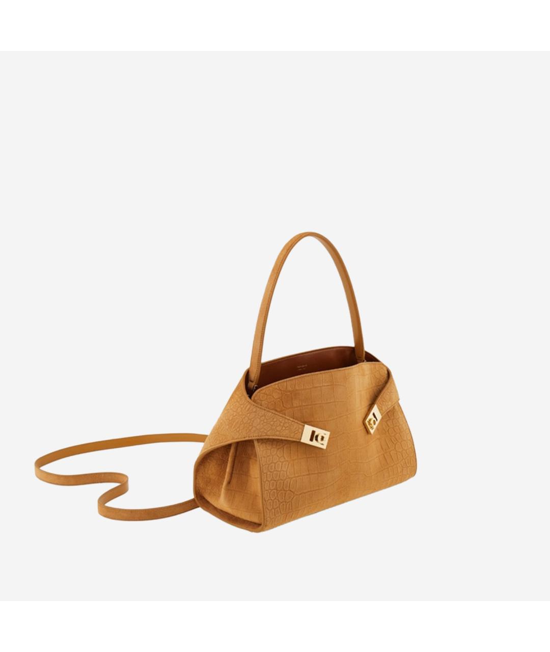 FERRAGAMO Коричневая замшевая сумка тоут, фото 3