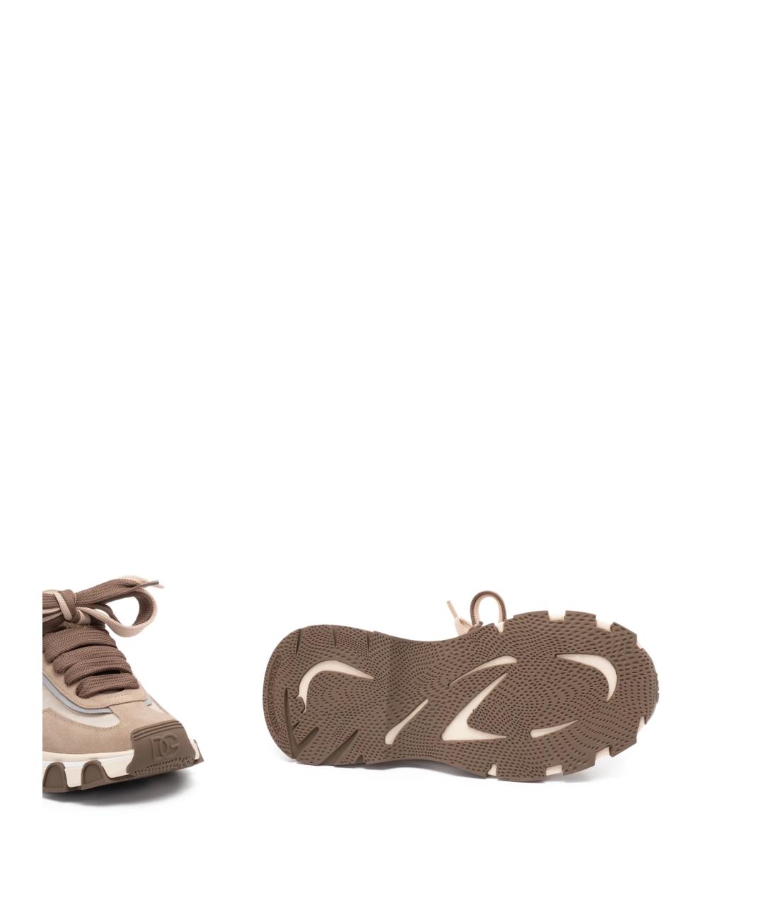 DOLCE&GABBANA Бежевые замшевые низкие кроссовки / кеды, фото 4