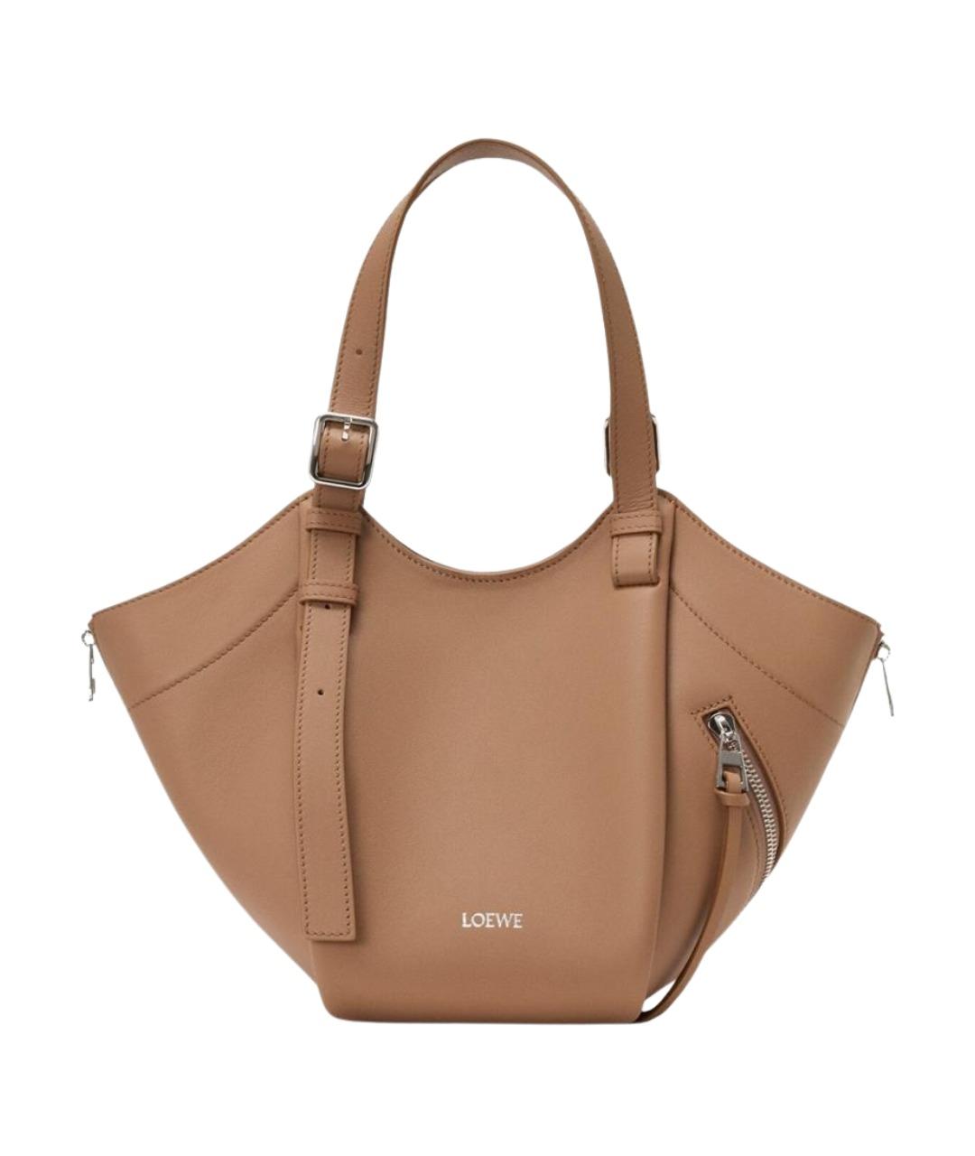 LOEWE Бежевая кожаная сумка тоут, фото 1