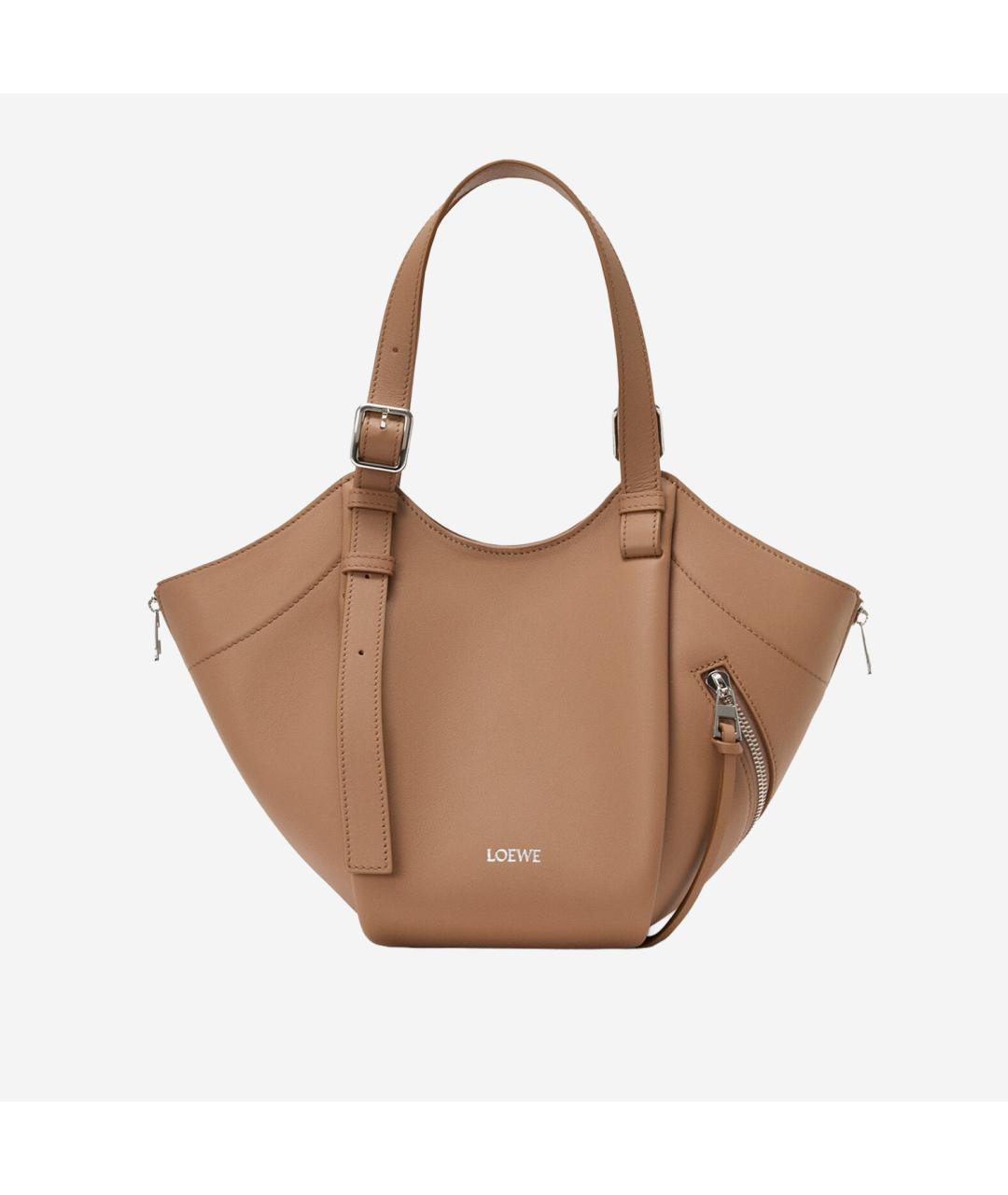 LOEWE Бежевая кожаная сумка тоут, фото 5