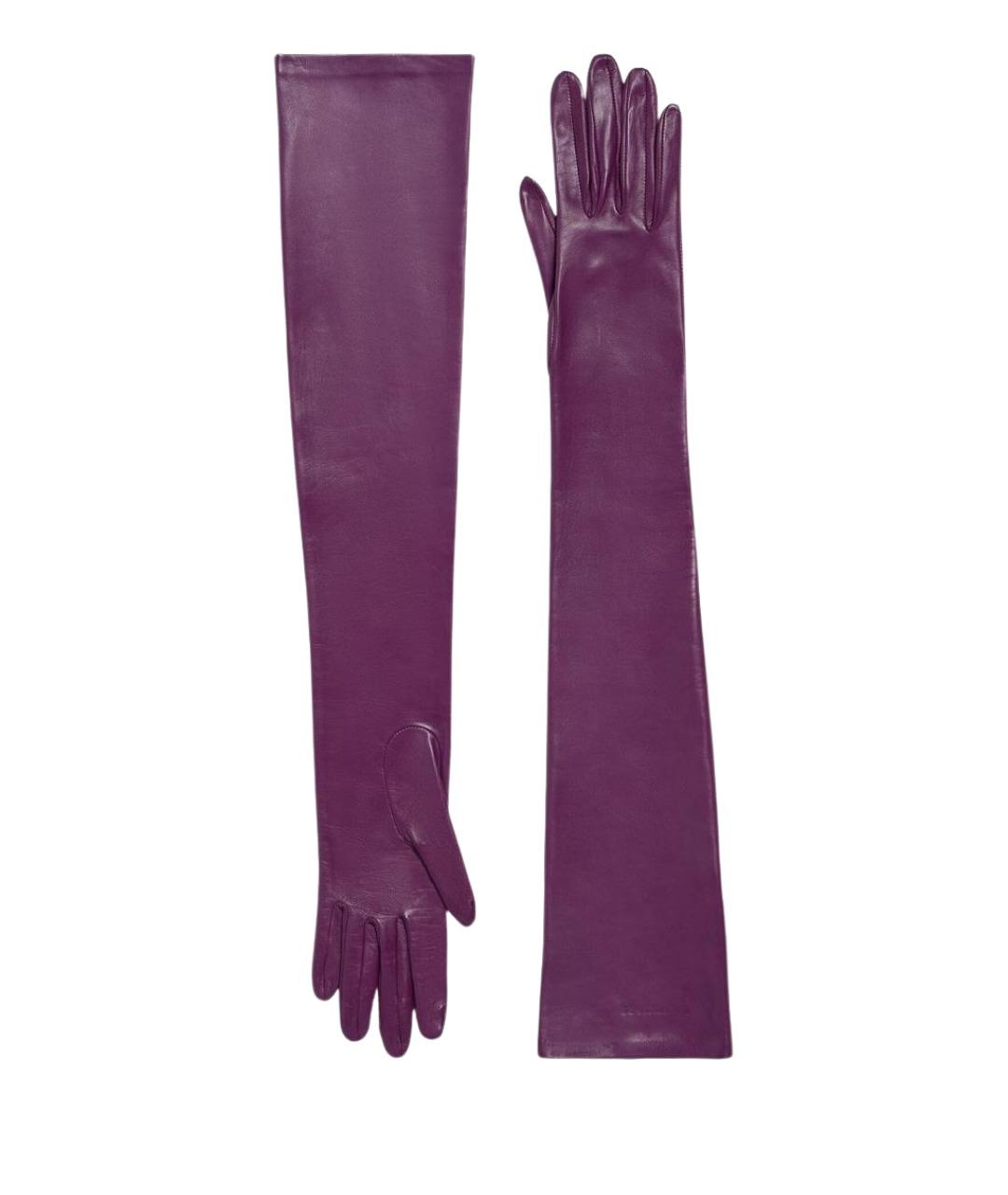 BALENCIAGA Фиолетовые кожаные перчатки, фото 1