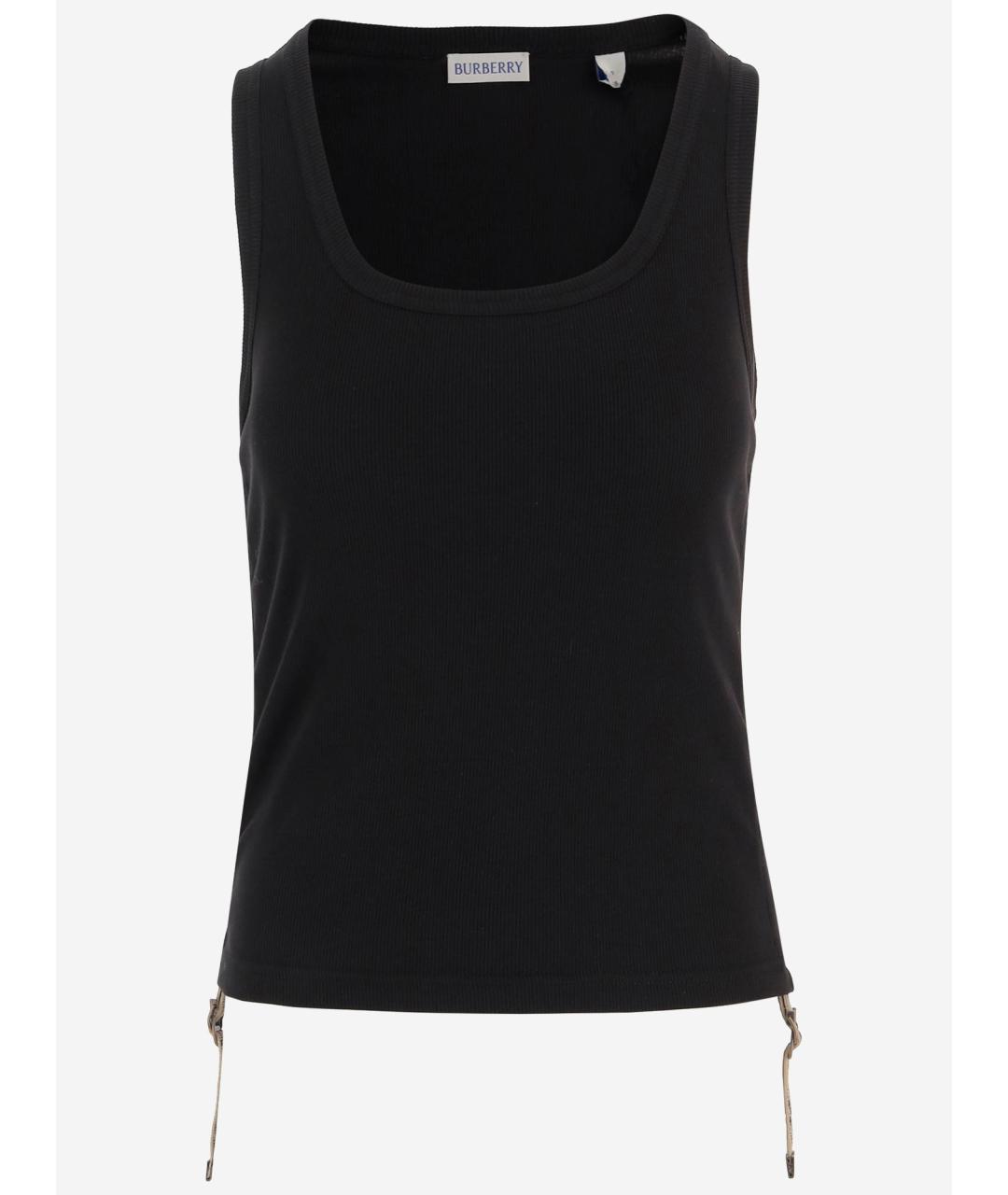 BURBERRY Черная хлопковая майка, фото 5