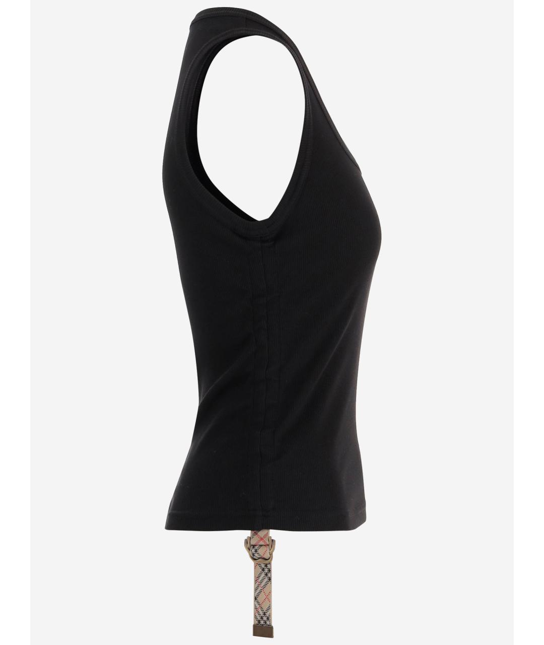 BURBERRY Черная хлопковая майка, фото 2