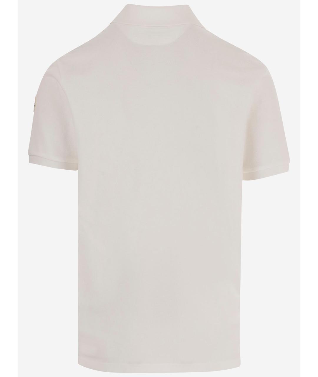 MONCLER Белое хлопковое поло с коротким рукавом, фото 2