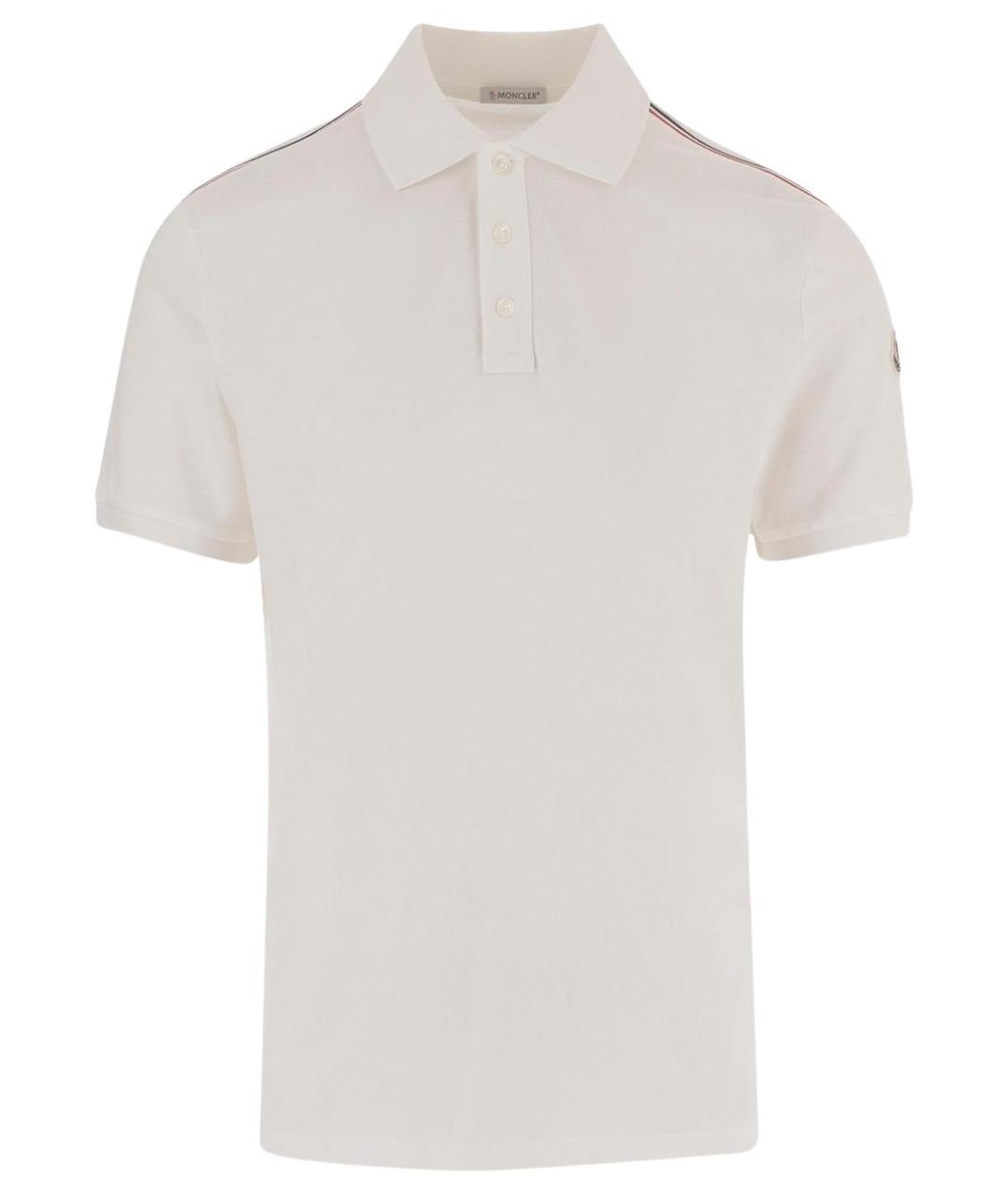 MONCLER Белое хлопковое поло с коротким рукавом, фото 1