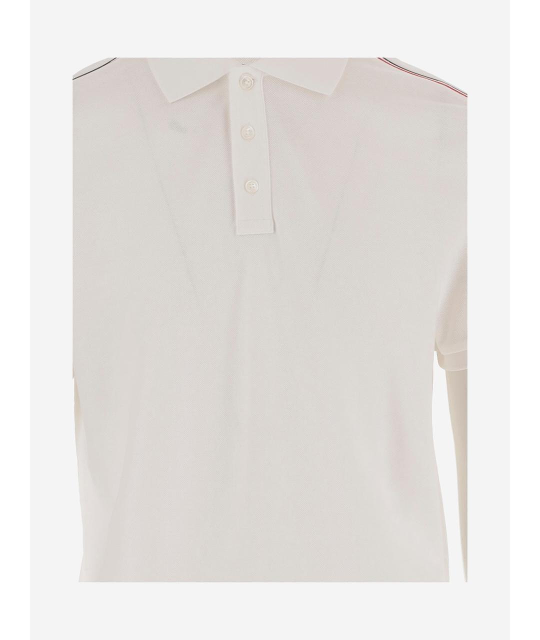 MONCLER Белое хлопковое поло с коротким рукавом, фото 3