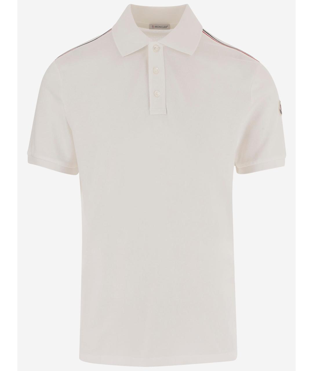 MONCLER Белое хлопковое поло с коротким рукавом, фото 4