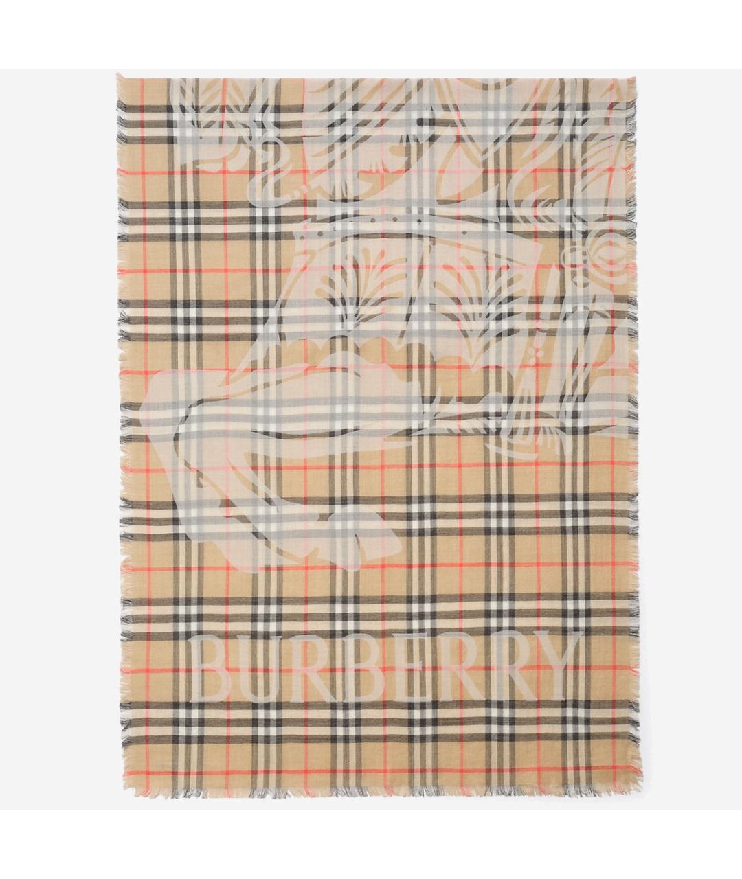 BURBERRY Бежевый шерстяной шарф, фото 4