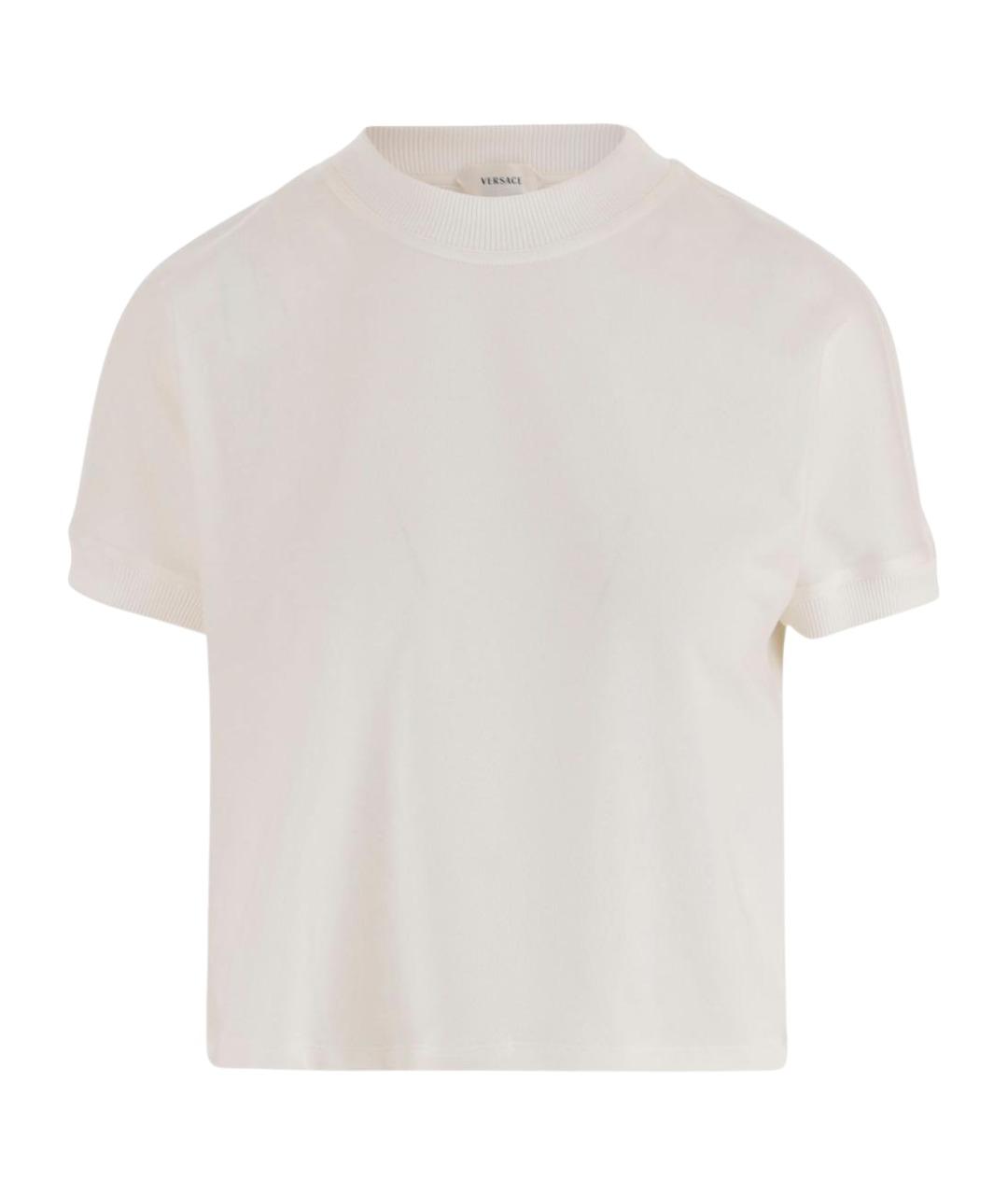VERSACE Бежевая хлопко-эластановая футболка, фото 1