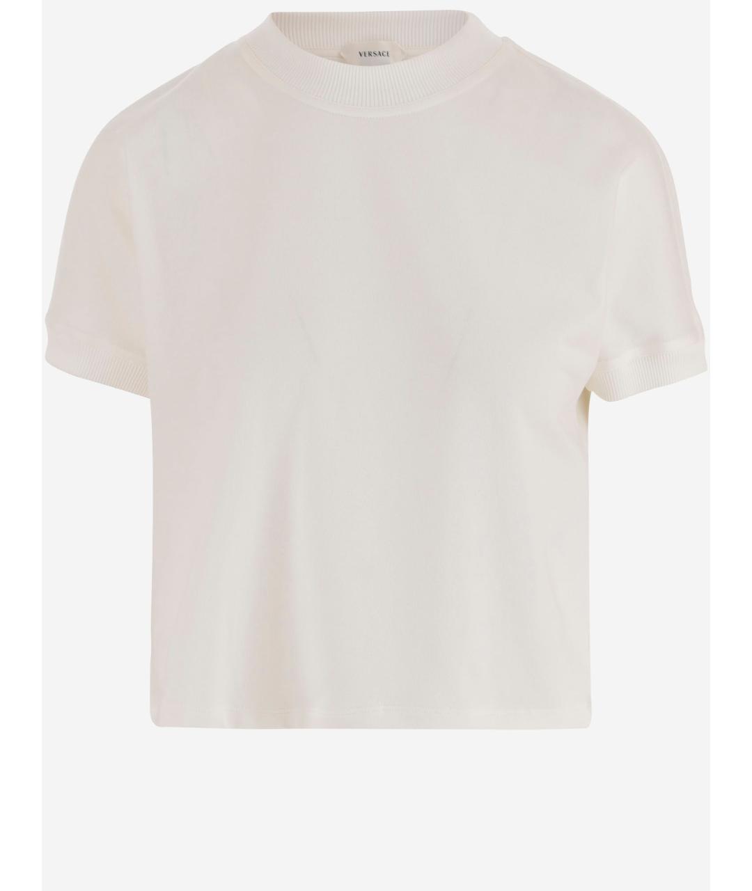 VERSACE Бежевая хлопко-эластановая футболка, фото 4