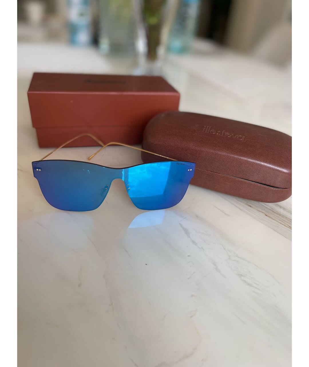 ILLESTEVA Голубые металлические солнцезащитные очки, фото 5