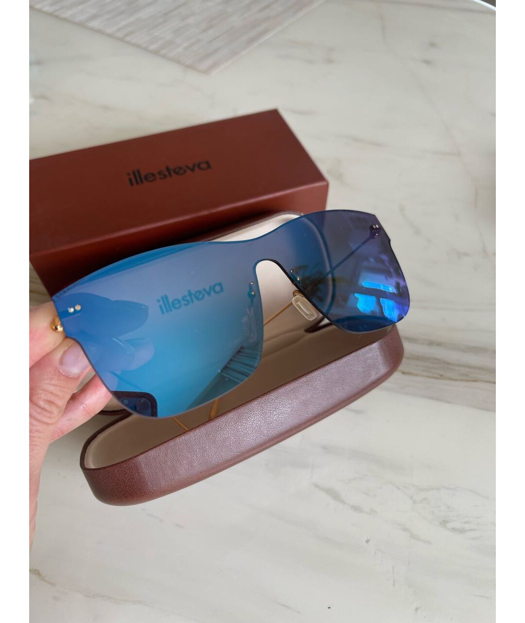 ILLESTEVA Голубые металлические солнцезащитные очки, фото 3