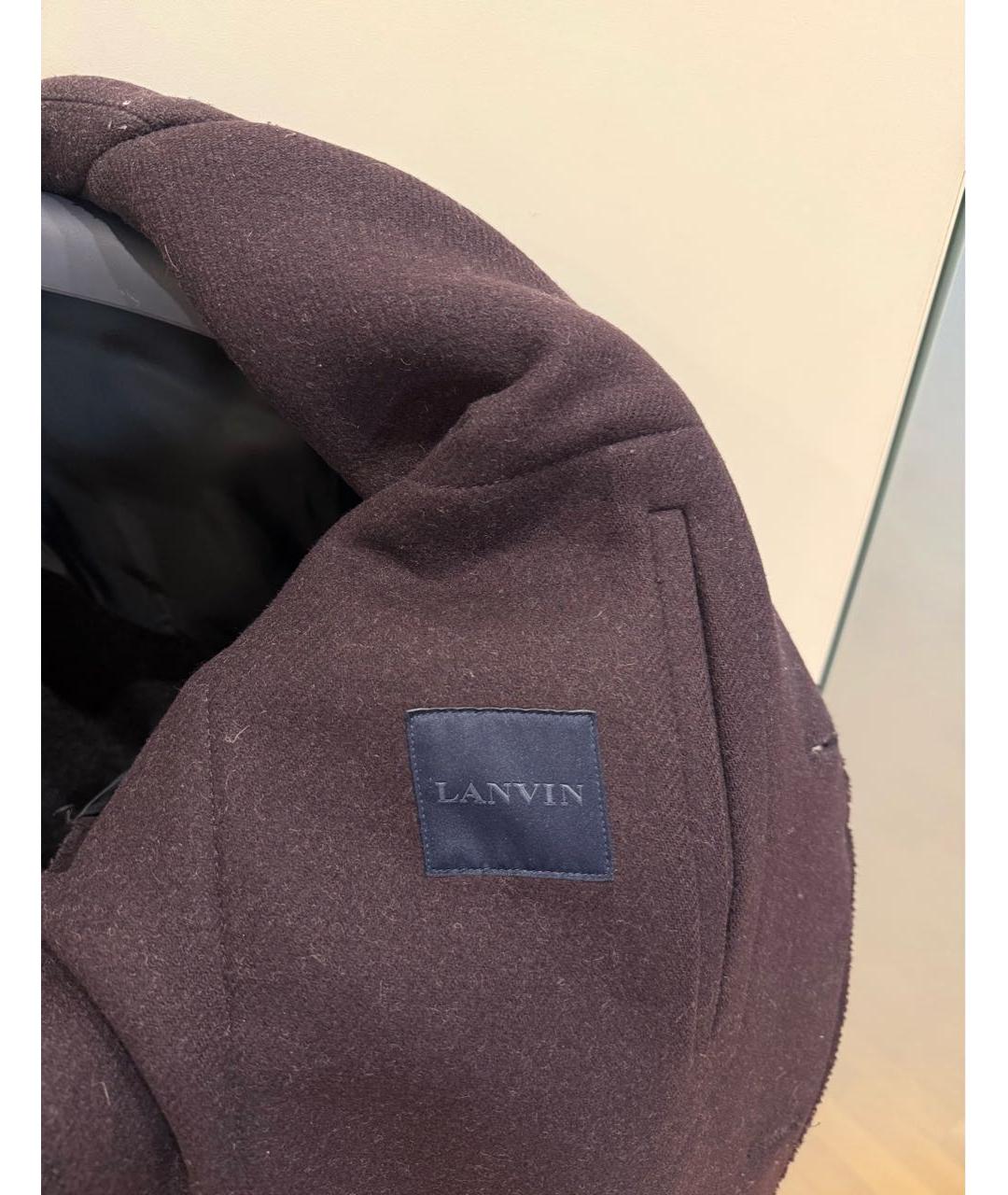 LANVIN Бордовое шерстяное пальто, фото 3