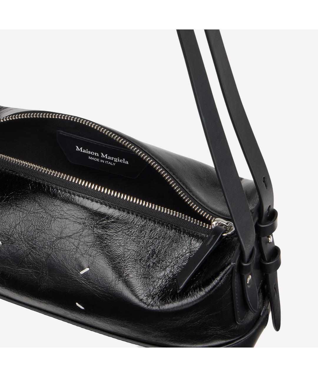 MAISON MARGIELA Черная кожаная сумка через плечо, фото 4