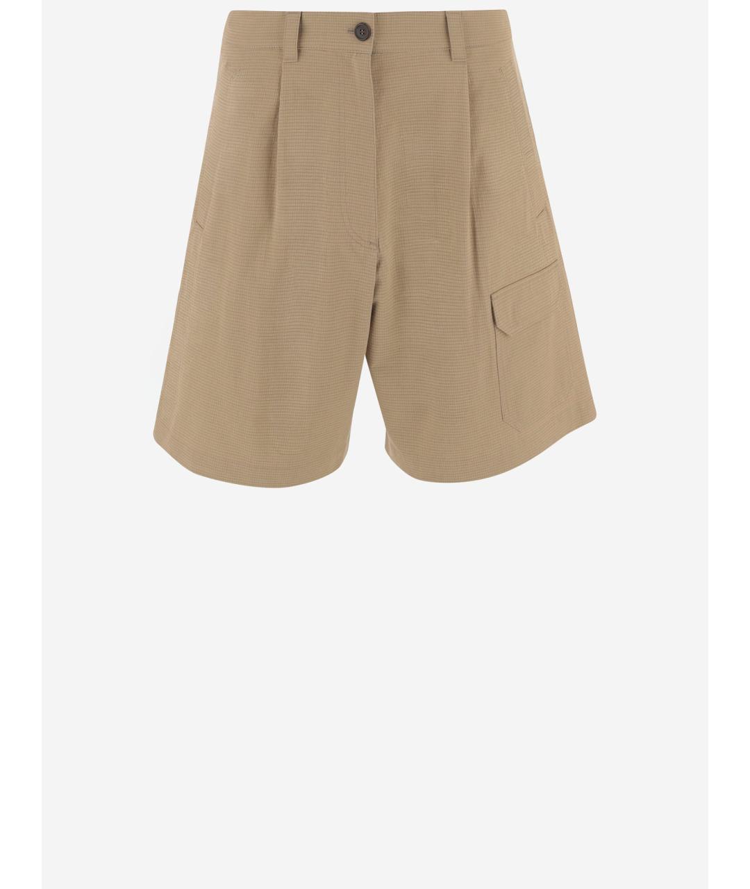 MIU MIU Бежевые хлопковые шорты, фото 4