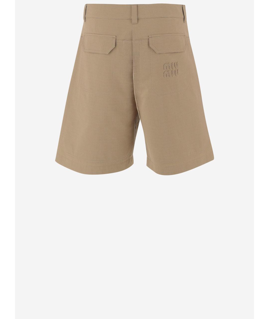 MIU MIU Бежевые хлопковые шорты, фото 2