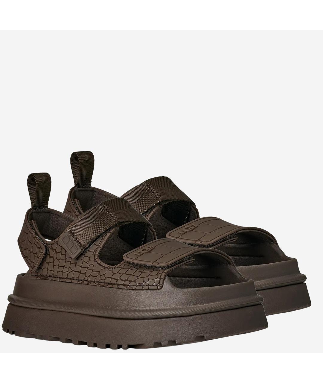 UGG AUSTRALIA Коричневые босоножки из искусственной кожи, фото 2