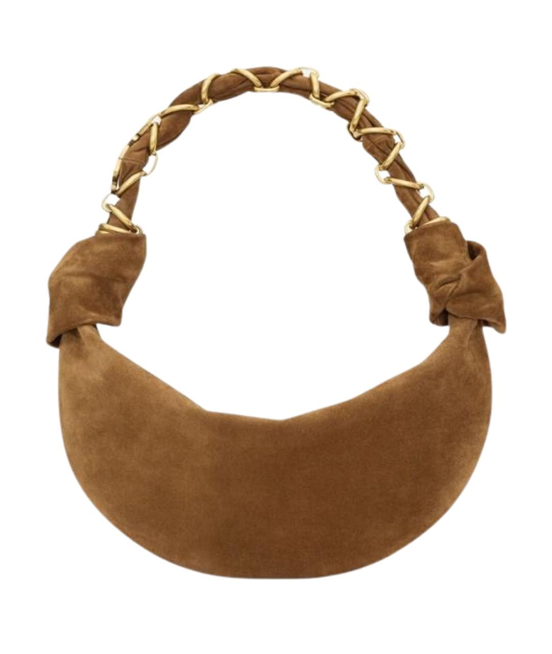 SAINT LAURENT Коричневая замшевая сумка через плечо, фото 1