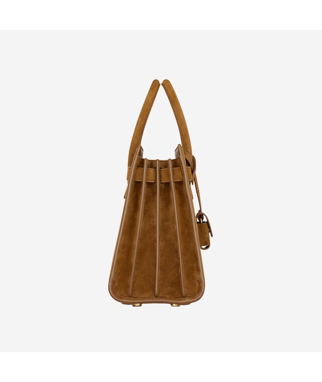 SAINT LAURENT Коричневая замшевая сумка тоут, фото 3