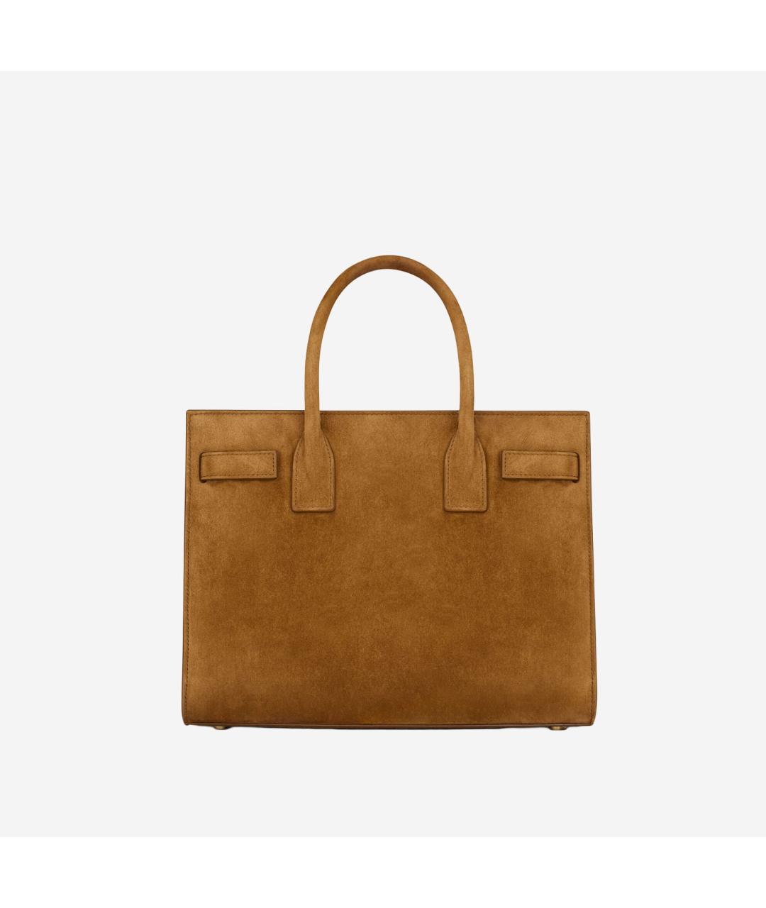 SAINT LAURENT Коричневая замшевая сумка тоут, фото 4