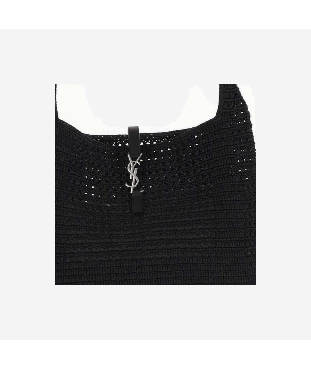 SAINT LAURENT Черная пелетеная сумка на плечо, фото 4