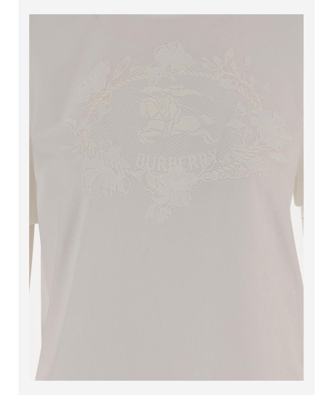 BURBERRY Бежевая хлопковая футболка, фото 3