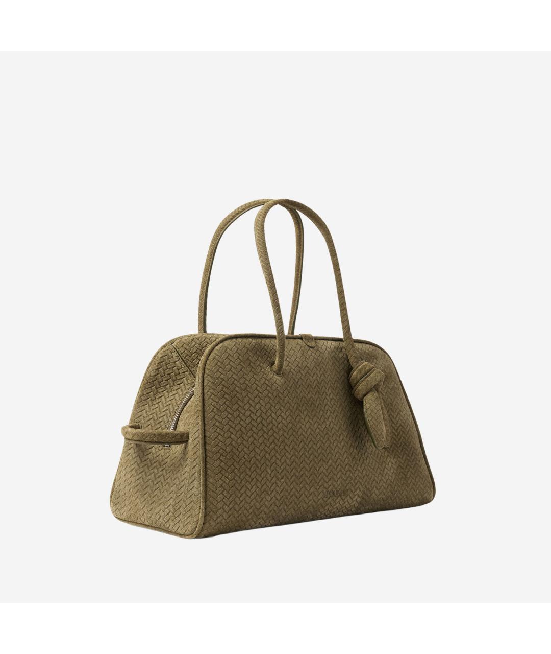 JACQUEMUS Хаки кожаная сумка тоут, фото 2