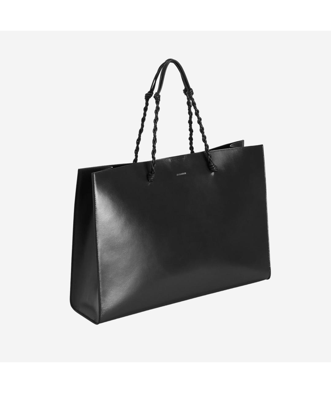 JIL SANDER Черная кожаная сумка тоут, фото 2