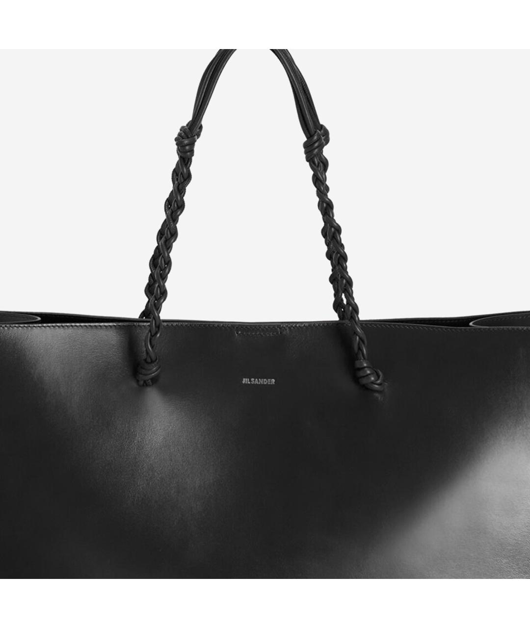 JIL SANDER Черная кожаная сумка тоут, фото 4