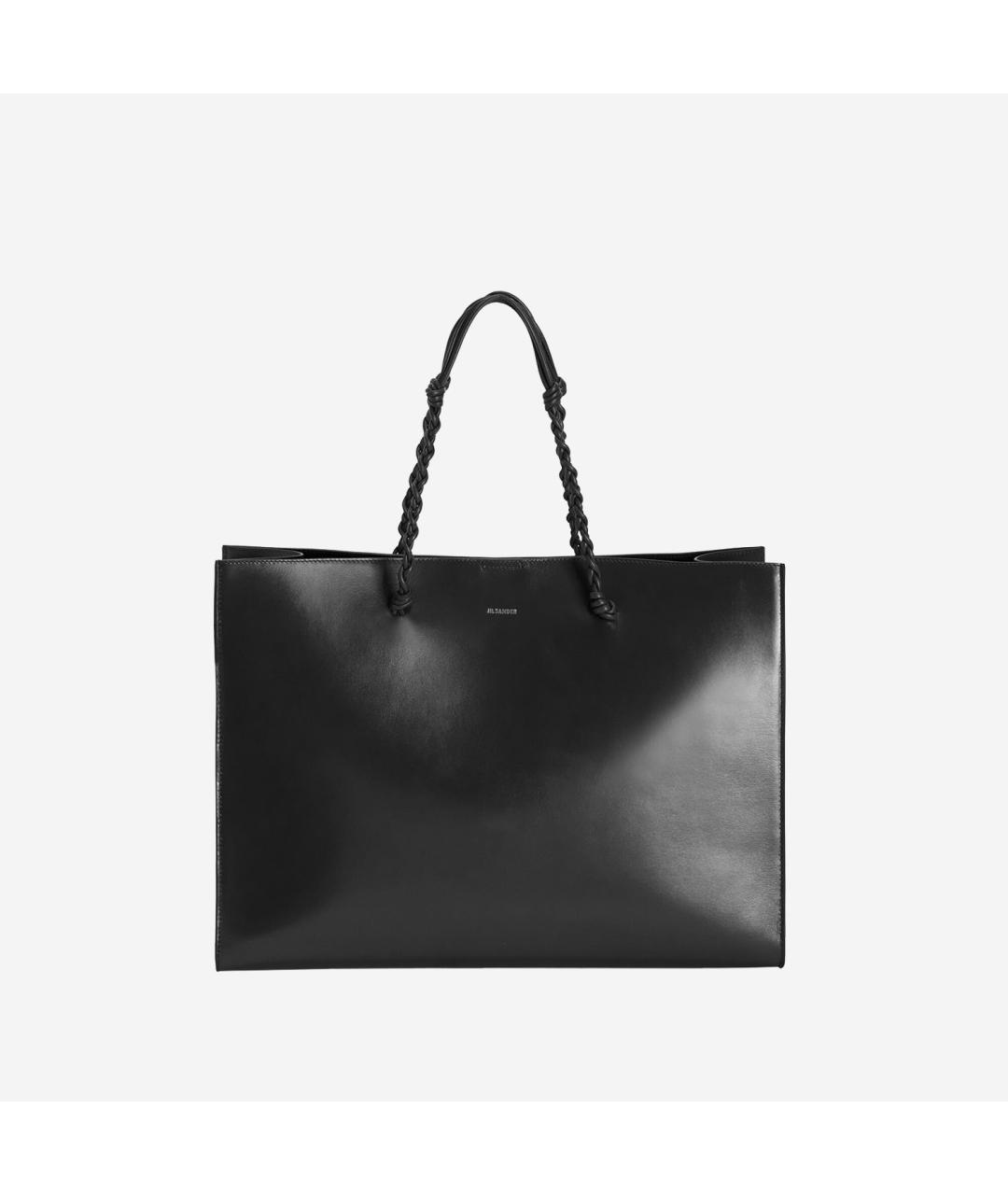 JIL SANDER Черная кожаная сумка тоут, фото 6