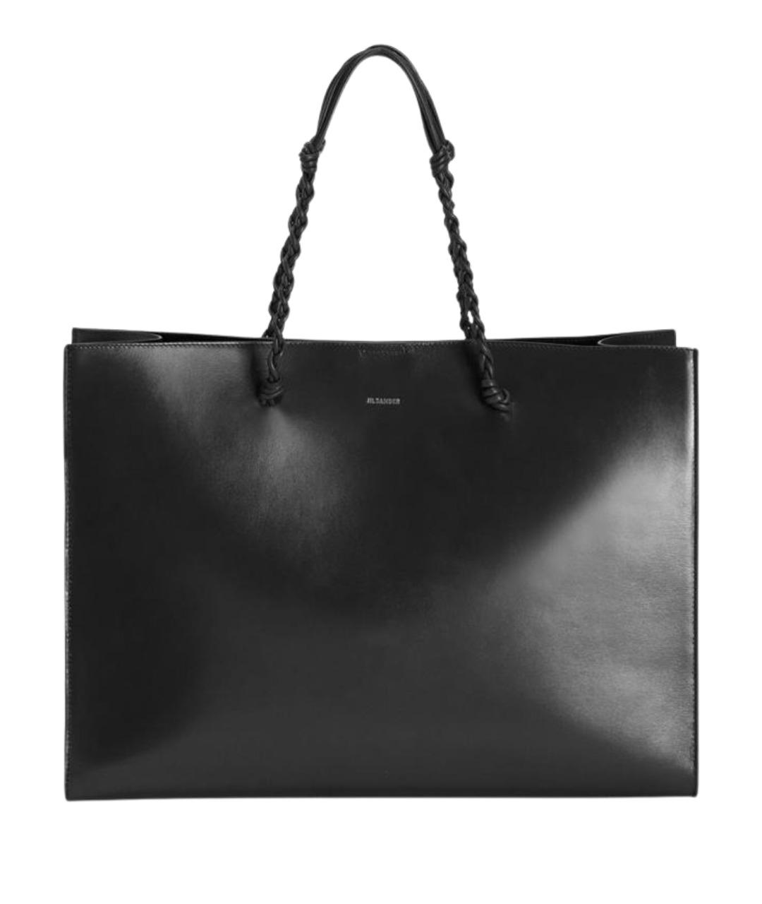 JIL SANDER Черная кожаная сумка тоут, фото 1