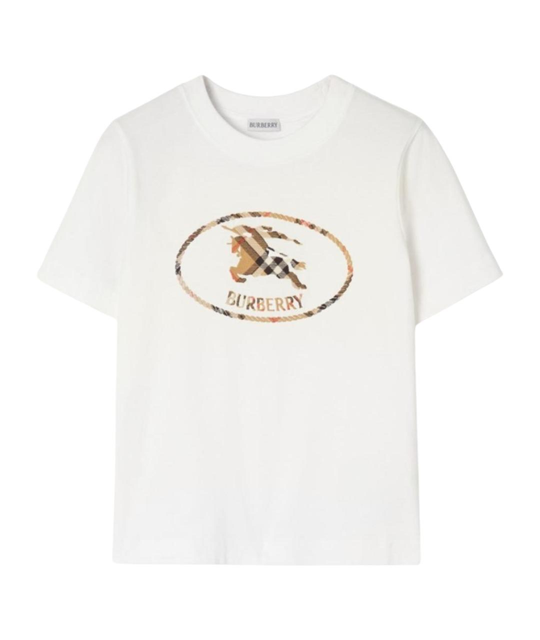 BURBERRY Белая хлопковая футболка, фото 1