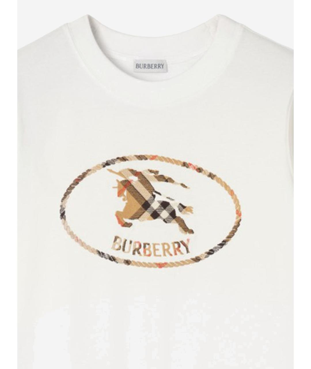 BURBERRY Белая хлопковая футболка, фото 3