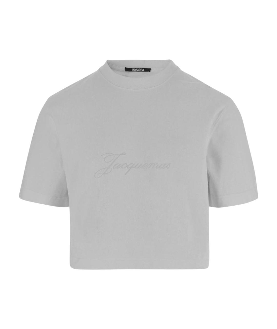 JACQUEMUS Серая хлопковая футболка, фото 1