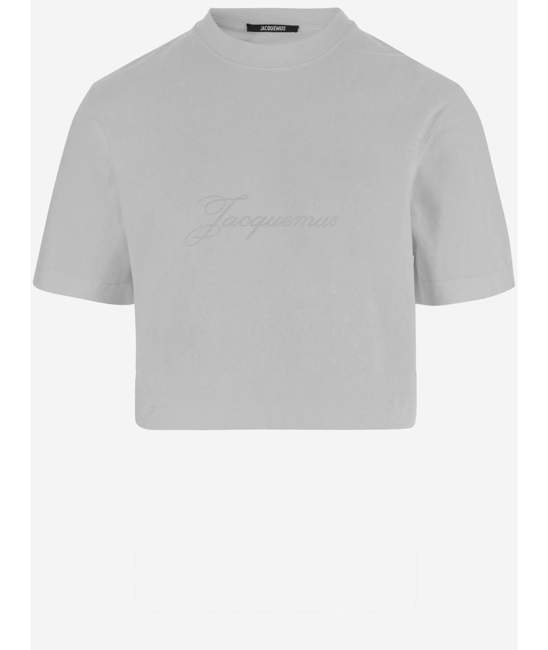 JACQUEMUS Серая хлопковая футболка, фото 4