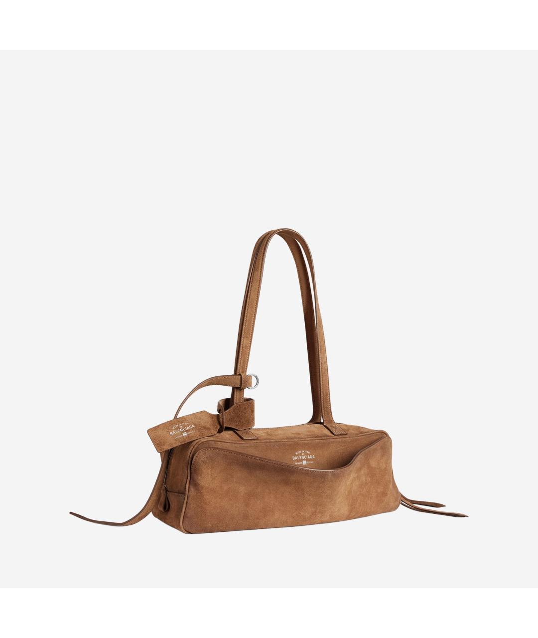 BALENCIAGA Коричневая замшевая сумка через плечо, фото 2