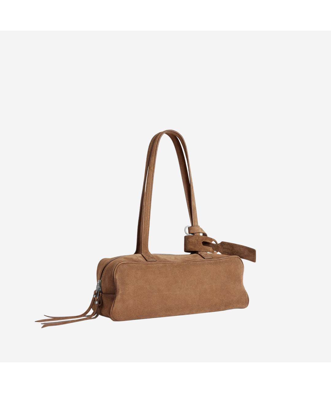 BALENCIAGA Коричневая замшевая сумка через плечо, фото 3