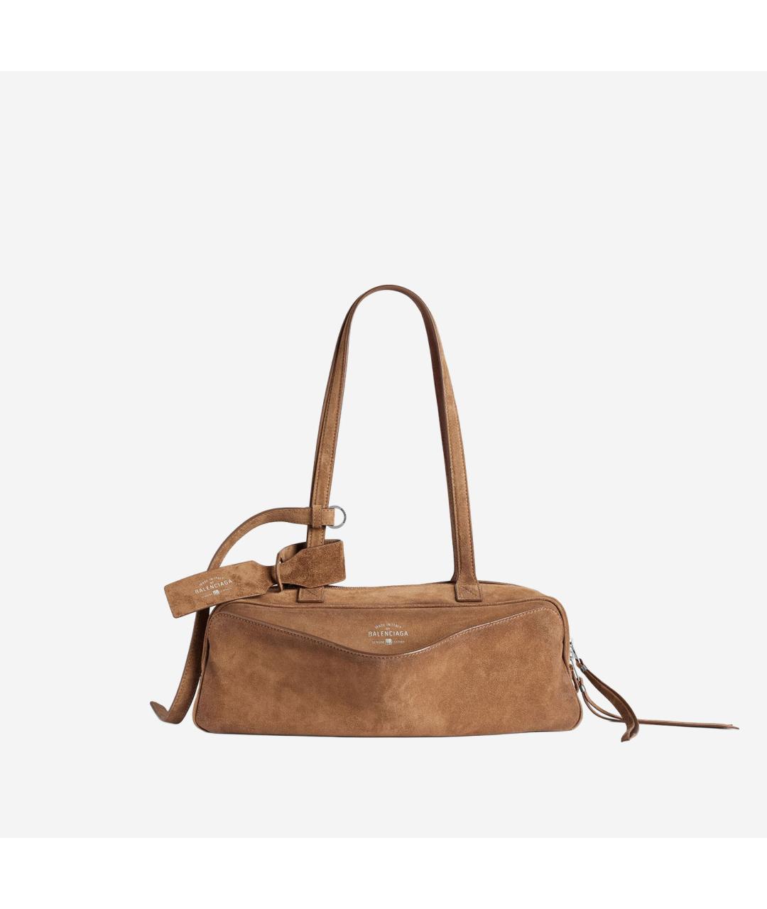 BALENCIAGA Коричневая замшевая сумка через плечо, фото 5