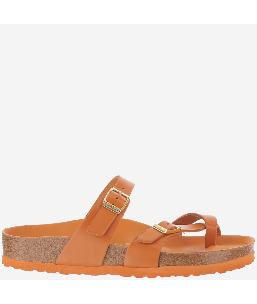 BIRKENSTOCK Оранжевое кожаные сандалии, фото 6