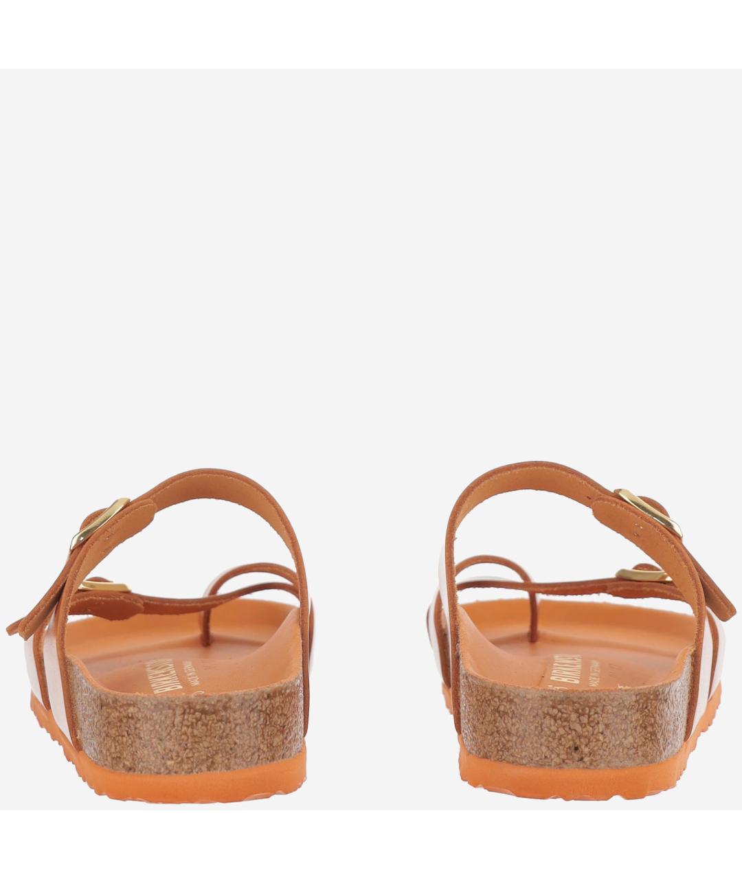 BIRKENSTOCK Оранжевое кожаные сандалии, фото 4