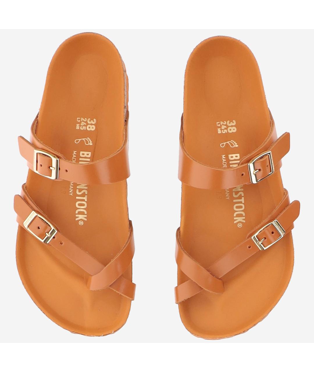 BIRKENSTOCK Оранжевое кожаные сандалии, фото 2