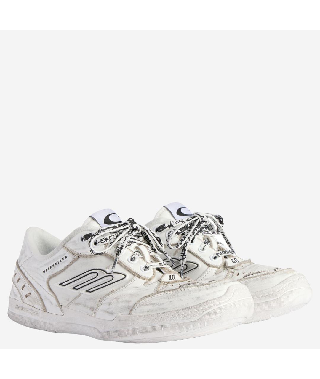 BALENCIAGA Белые кожаные кроссовки, фото 3